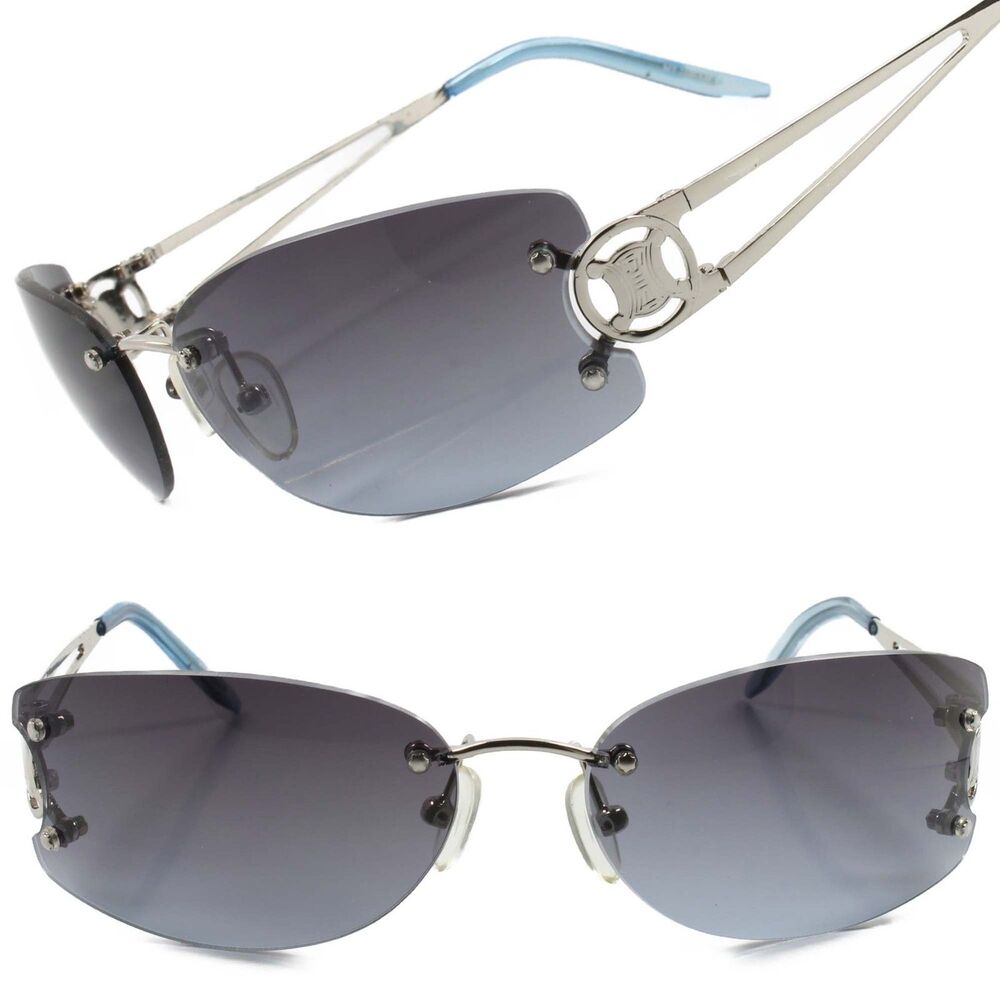Rimless Rectangle Sunglasses Womens Upscale Slick Design Stylish Silver Frame